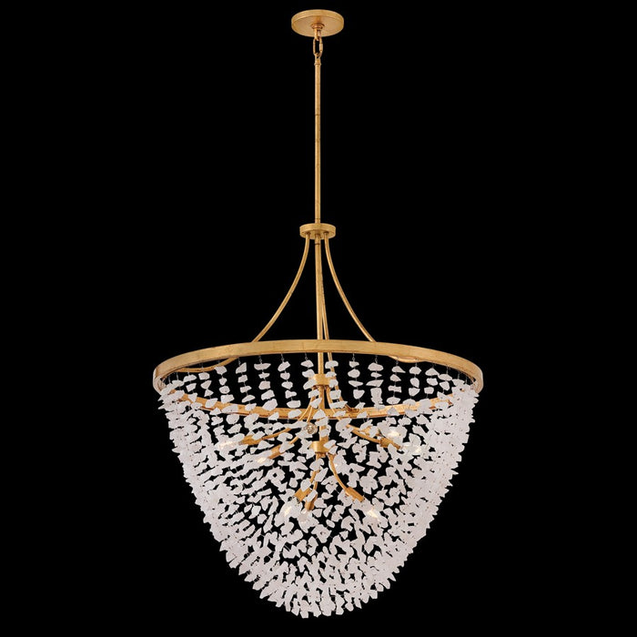 Fredrick Ramond Myra 9Lt 35" Chandelier, Brass/Rock Crystal