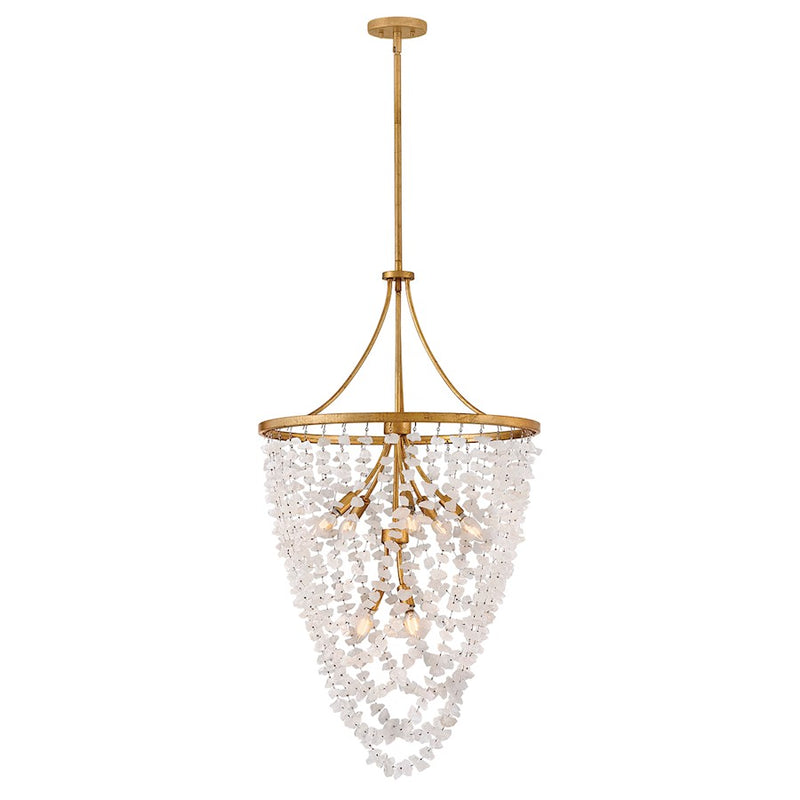Hinkley Myra 24in 8-Light Chandelier | Transitional Distressed Brass and Rock Crystal | Dining Room & Living Room | 24 x 24 x 44 in | Model FR41596DA