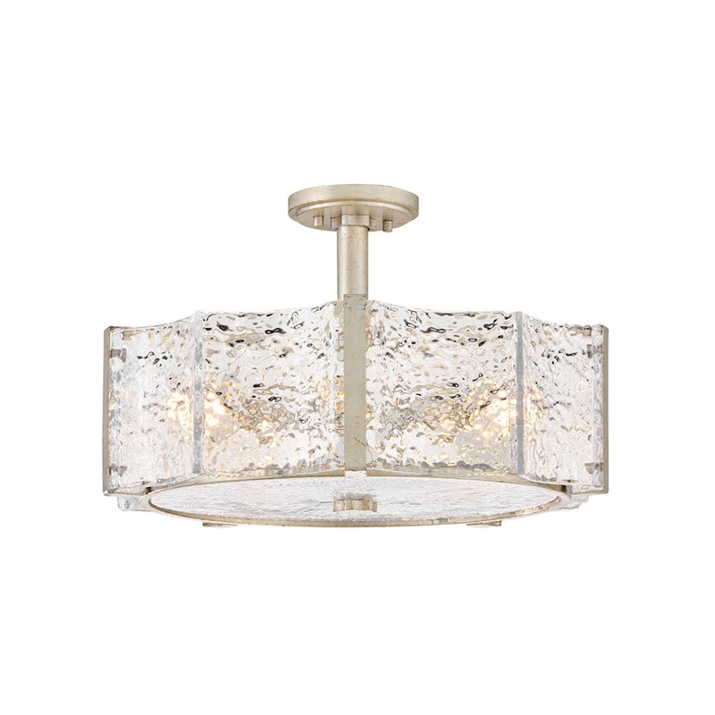 Hinkley Florian 20in 5-Light Semi-Flush Mount | Transitional Glacial Steel and Clear Water Glass | Living Room & Bedroom | 20 x 20 x 12 | Model FR41603GG