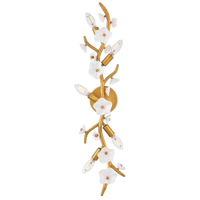 Fredrick Ramond Azalea 5Lt Wall Mount, Brass/Clear White Inside
