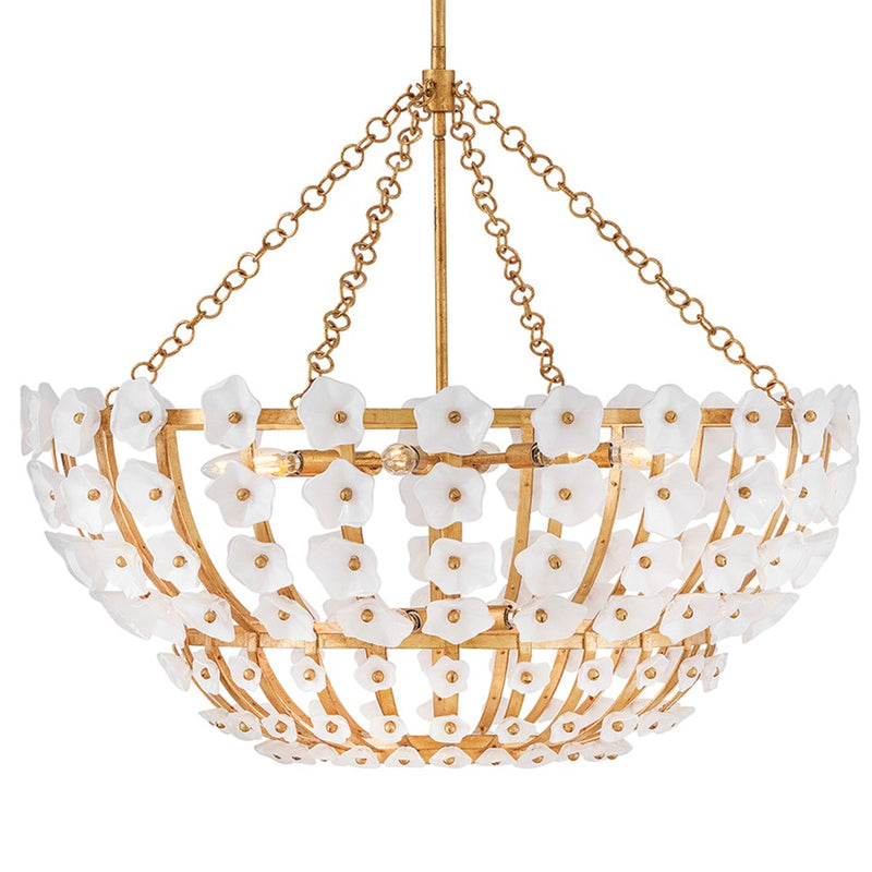 Fredrick Ramond Azalea 12Lt Chandelier, Brass/Clear White Inside