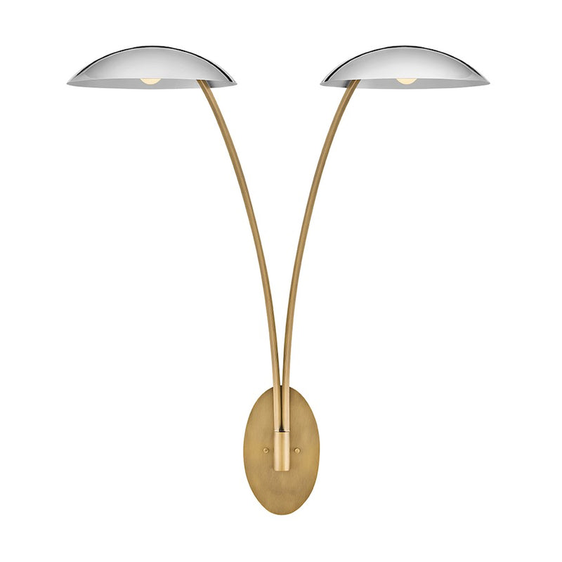 Fredrick Ramond Glenn 2 Light Large Sconce, Heritage Brass/Chrome