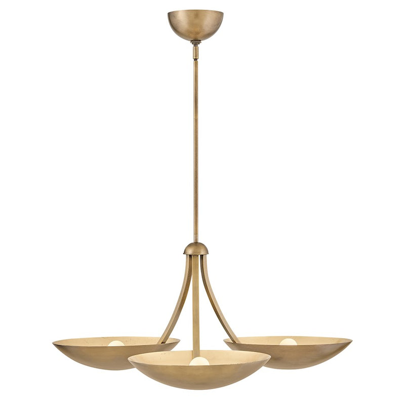 Hinkley Glenn 36in 3-Light Chandelier | Modern Heritage Brass and Gold Leaf Steel | Dining Room & Living Room | 36 x 36 x 14.75 in | Model FR41646HB-GLF
