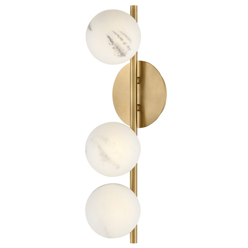 Fredrick Ramond Selene 3 Light Wall Mount, Lacquered Brass/Swirled