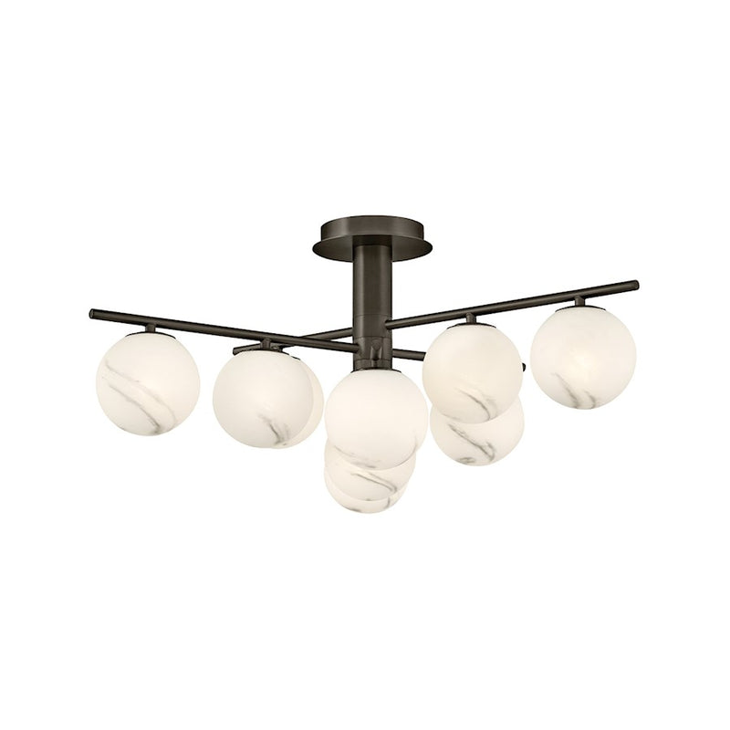 Hinkley Selene 30in 9-Light Semi-Flush Mount | Modern Black Oxide Steel and Swirled Glass | Living Room & Dining Room | 30 x 30 x 13 in | Model FR41903BX