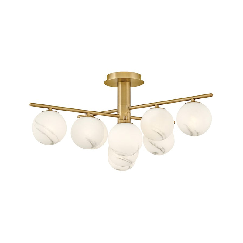 Fredrick Ramond Selene 9Lt 30" Semi-Flush Mount, Lacquered Brass