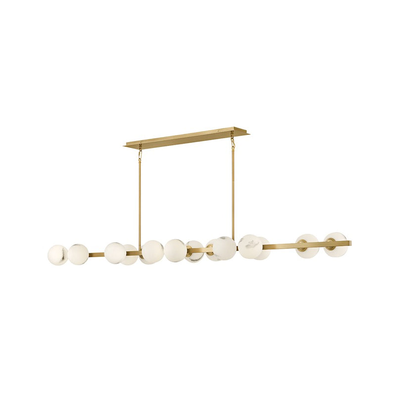 Fredrick Ramond Selene 14Lt 12" Linear Chandelier, Lacquered Brass