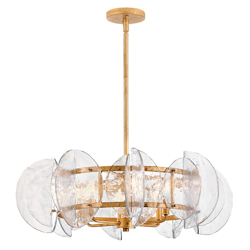 Fredrick Ramond Seraphina 6Lt Chandelier, Brass/Clear Pressed
