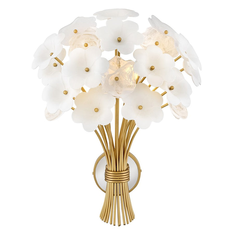 Hinkley Marianne 22in 2-Light Bath Sconce | Transitional Deluxe Gold Steel and Ceramic Clear Pressed Glass | Bathroom Vanity | 9.25 x | Model FR41962DG