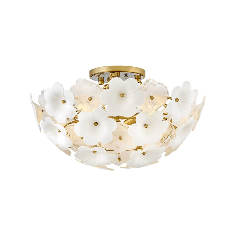 Hinkley Marianne 21in 3-Light Semi-Flush Mount | Transitional Deluxe Gold Steel and Clear Pressed Glass | Living Room & Bedroom | 20 x | Model FR41963DG