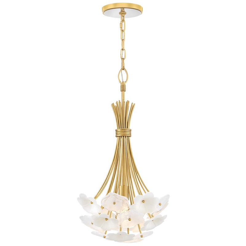 Hinkley Marianne 16in 1-Light Pendant | Transitional Deluxe Gold Steel and Ceramic Clear Pressed Glass | Living Room & Dining Room | 16 | Model FR41964DG