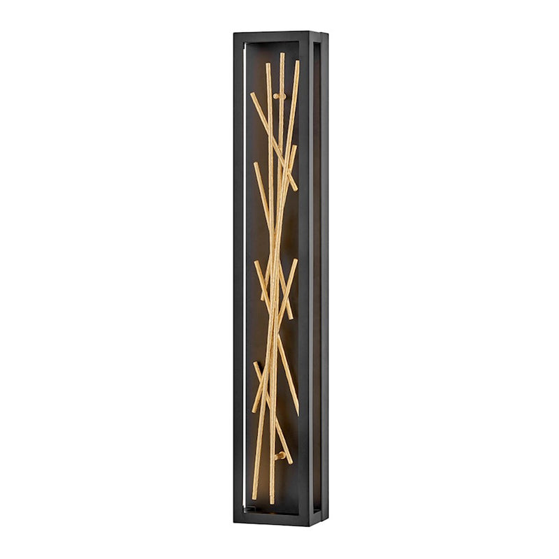 Hinkley Styx 36in 1-Light LED Wall Sconce | Modern Glam Black Steel and Gilded Gold Metal | Living Room & Hallway Accent | 4 x 6 x 36 in | Model FR46400BLK