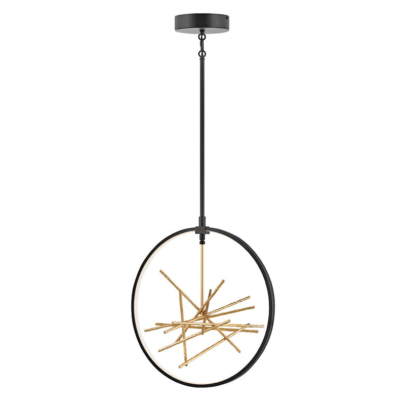 Hinkley Styx 18in 1-Light Pendant | Modern Black Steel and Gilded Gold Metal | Living Room & Dining Room | 16 x 18 x 19 in | Model FR46405BLK