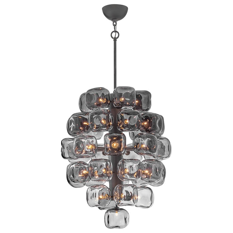 Hinkley Perriand 24in 40-Light Chandelier | Modern Brushed Graphite Steel and Smoke Glass | Dining Room & Foyer | 24 x 24 x 30 in | Model FR46856BGR