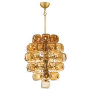 Fredrick Ramond Perriand 40Lt 30" Chandelier, Unlacquered Brass/Amber - FR46856UB