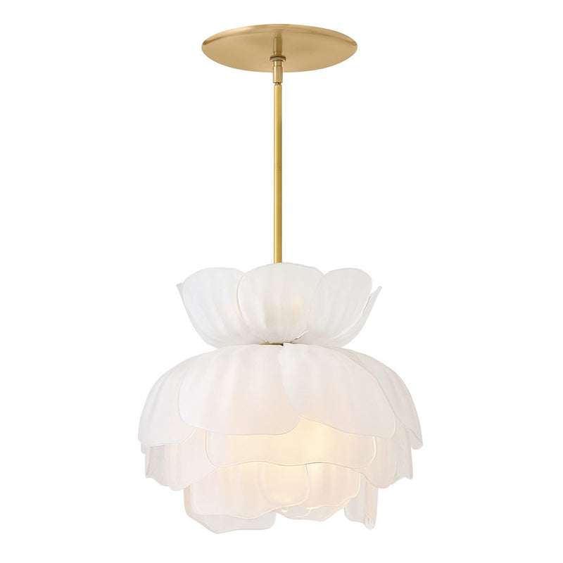 Hinkley Fantine 22in 7-Light Chandelier | Transitional Unlacquered Brass and White Frosted Glass | Dining Room & Living Room | 22 x 22 x | Model FR46895UB