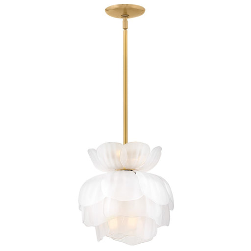 Fredrick Ramond Fantine 6Lt Pendant, Unlacquered Brass/White Frosted - FR46897UB