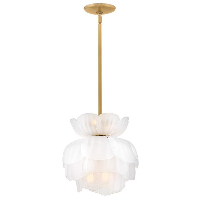 Fredrick Ramond Fantine 6Lt Pendant, Unlacquered Brass/White Frosted - FR46897UB