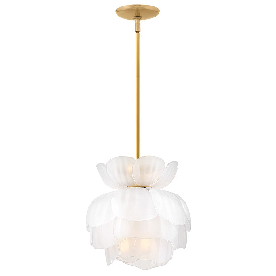 Fredrick Ramond Fantine 6Lt Pendant, Unlacquered Brass/White Frosted - FR46897UB