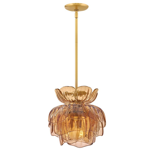 Fredrick Ramond Fantine 6Lt Pendant, Unlacquered Brass/Amber - FR46897UB-AM