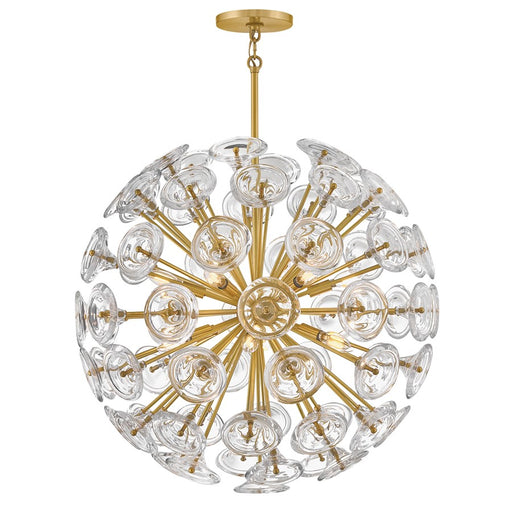 Fredrick Ramond Maya 12 Light Chandelier, Unlacquered Brass/Clear - FR46905UB