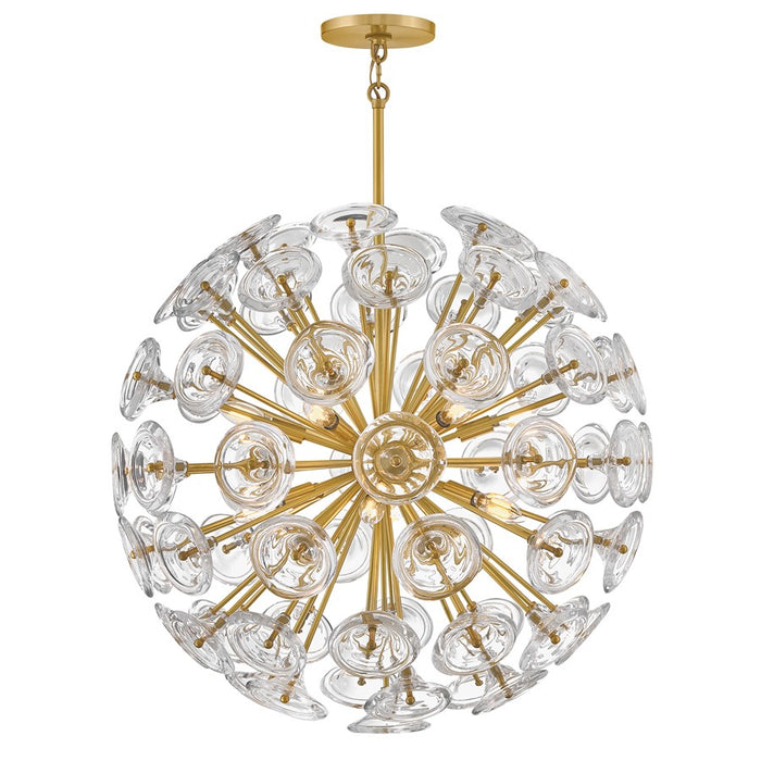 Fredrick Ramond Maya 12 Light Chandelier, Unlacquered Brass/Clear - FR46905UB