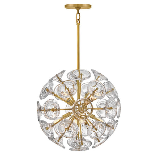 Fredrick Ramond Maya 8 Light Pendant, Unlacquered Brass/Clear - FR46907UB