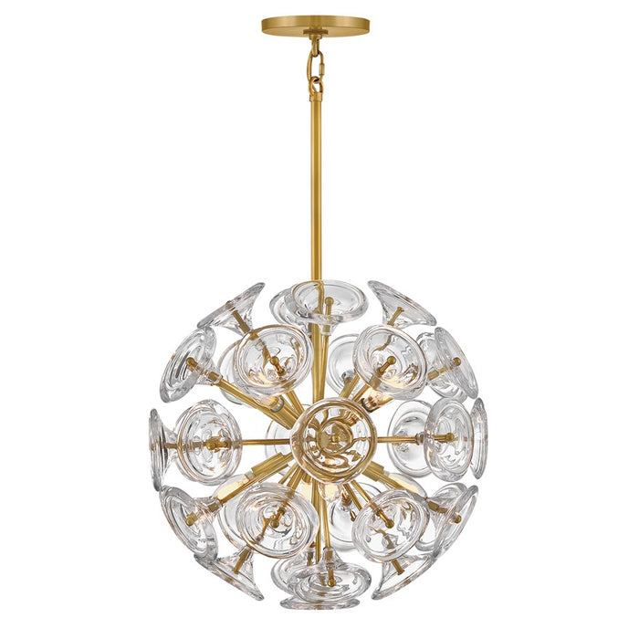 Fredrick Ramond Maya 8 Light Pendant, Unlacquered Brass/Clear - FR46907UB