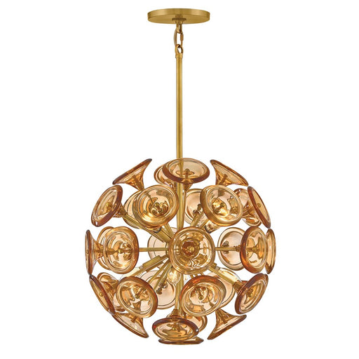 Fredrick Ramond Maya 8Lt Pendant, Unlacquered Brass/Amber - FR46907UB-AM