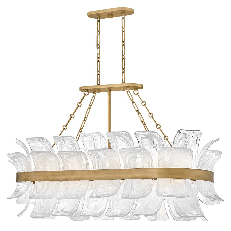Fredrick Ramond Fleur 10Lt Linear Chandelier, Burnished Gold/Swirled - FR46915BNG
