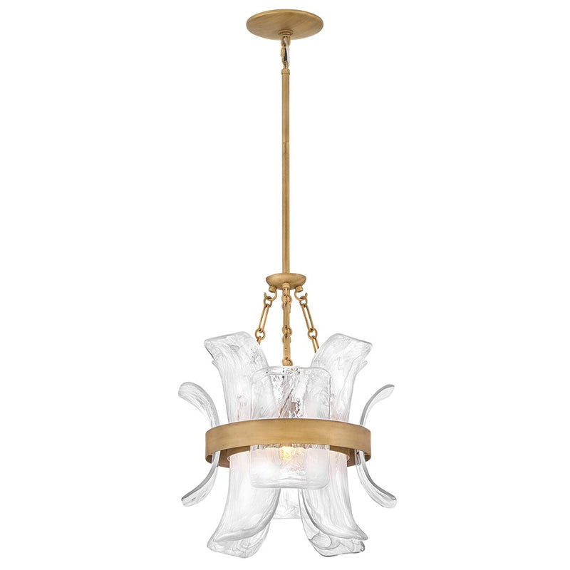 Hinkley Fleur 18in 1-Light Pendant | Transitional Burnished Gold Steel and Swirled Glass | Living Room & Dining Room | 18 x 18 x 22 in | Model FR46917BNG