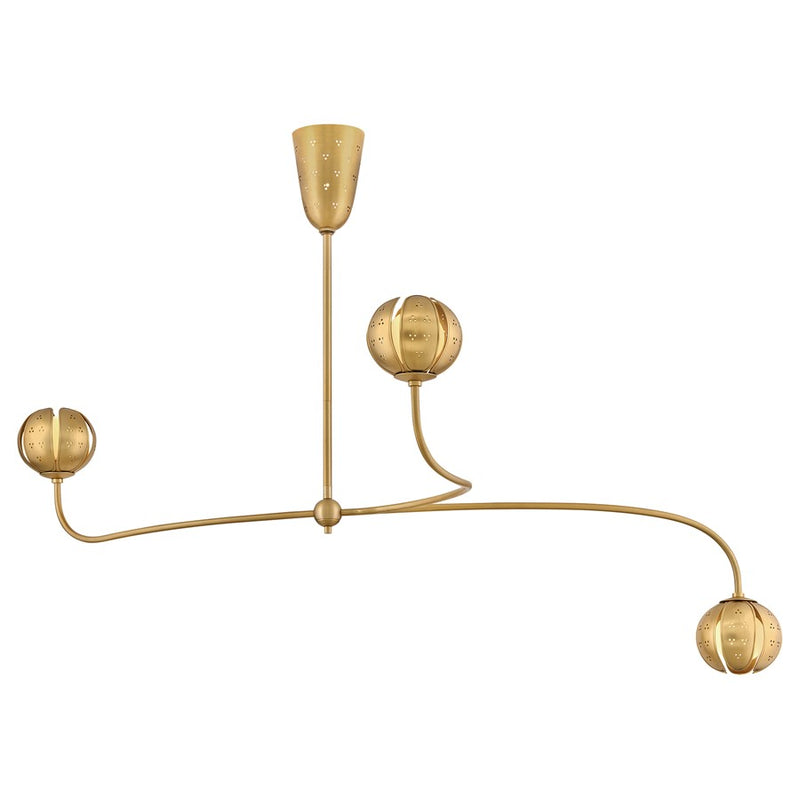 Hinkley Anthos 54in 4-Light Linear Chandelier | Transitional Unlacquered Brass and Etched Opal Glass | Living Room & Dining Room | Model FR46963UB-LL