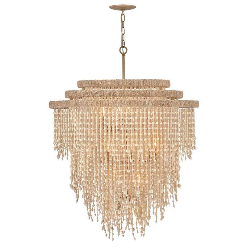 Hinkley Freya 36in 17-Light Chandelier | Bohemian Burnished Gold Steel and Wooden Beads | Living Room & Dining Room | 36.25 x 36.25 x | Model FR47006BNG