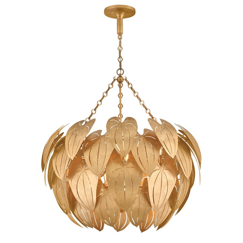 Hinkley Camille 38in 10-Light Chandelier | Transitional Distressed Brass and Gold Leaf Steel | Dining Room & Living Room | 38 x 38 x | Model FR47166DA