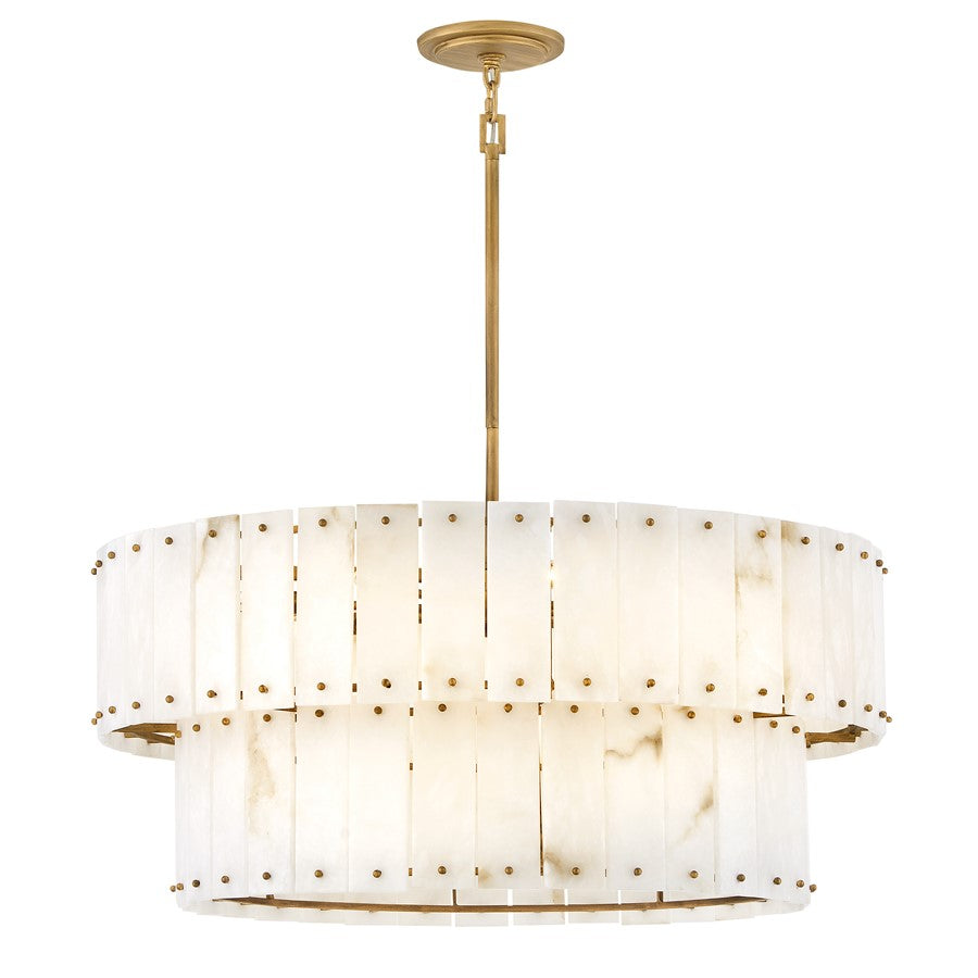 Fredrick Ramond Simone 8Lt 34" Chandelier, Gold/Alabaster - FR47754BNG