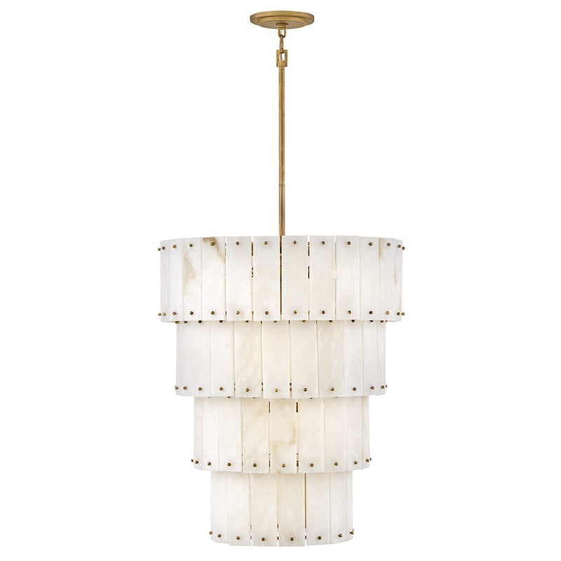 Fredrick Ramond Simone 9Lt Chandelier, Burnished Gold/Alabaster