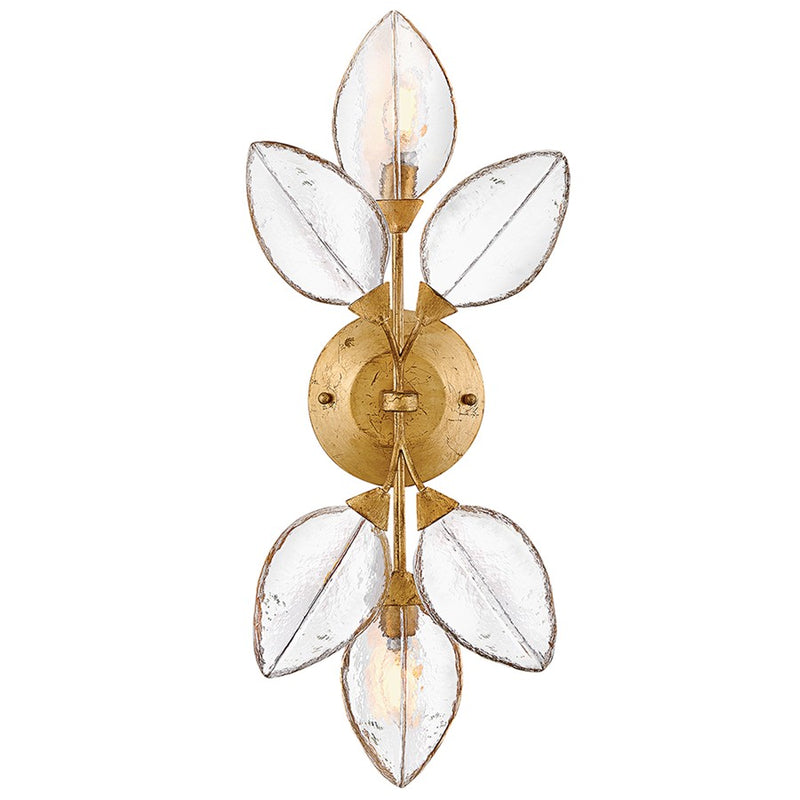 Fredrick Ramond Amira 2Lt Wall Mount, Brass/Clear Pressed