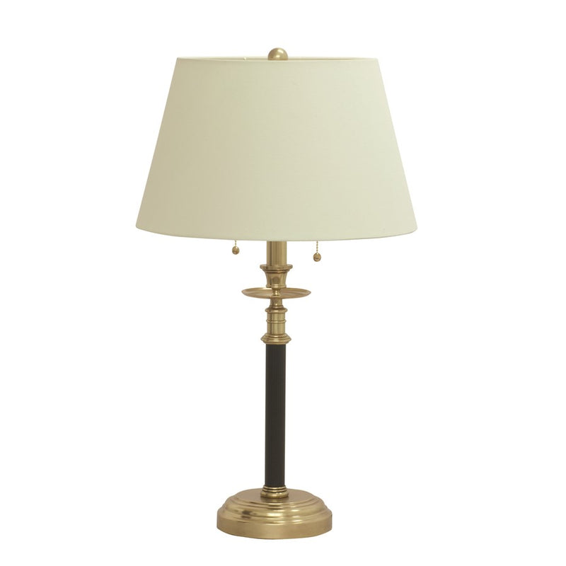 House of Troy Bennington 27.5" Black and Weathered Brass Table Lamp, Black with Weathered Brass