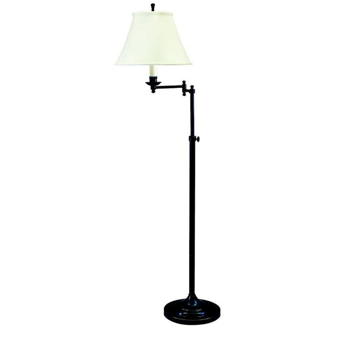 House of Troy Club 1 Light Adjustable Swing Arm Floor Lamp, Black - CL200-BLK