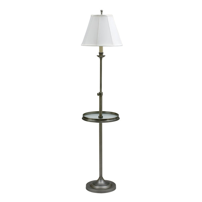 House of Troy Antique Silver Floor Lamp w/ Glass table