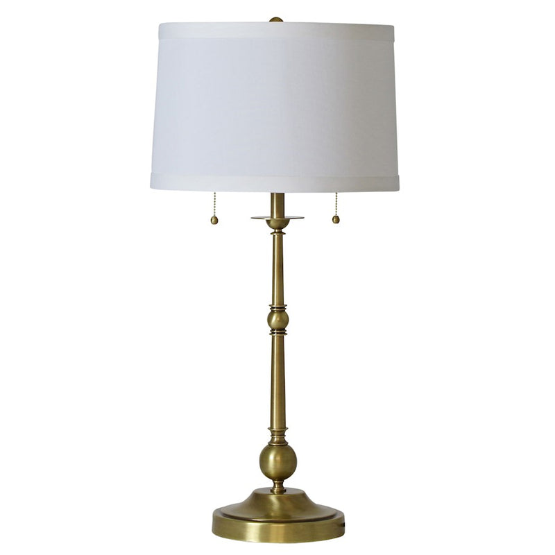 House of Troy Essex 30" Twin Pull Table Lamp, Antique Brass
