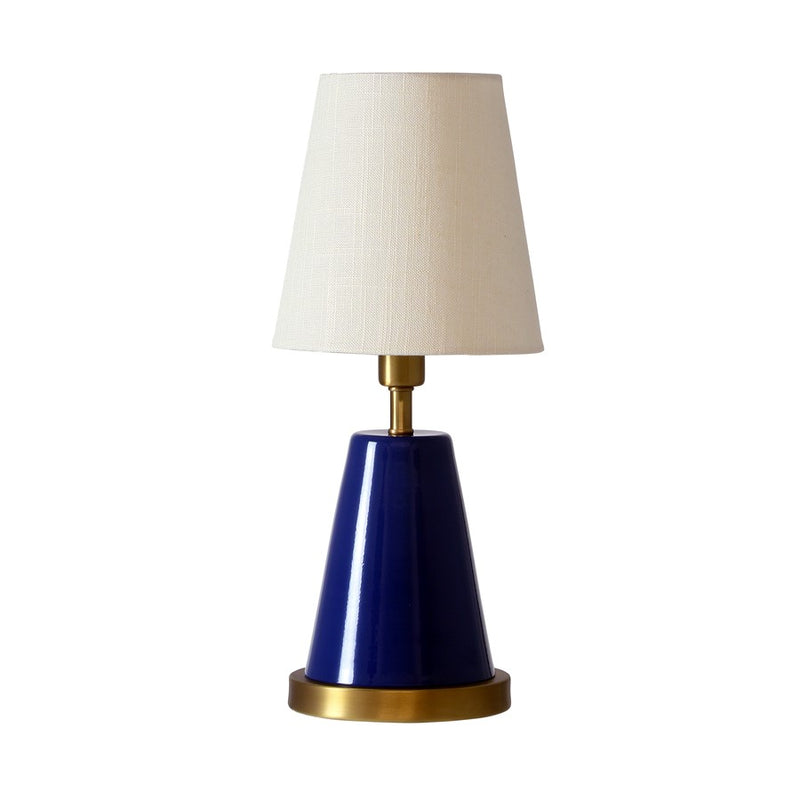 House of Troy Geo 13" Cone Mini Lamp , Navy Blue w/ Brass