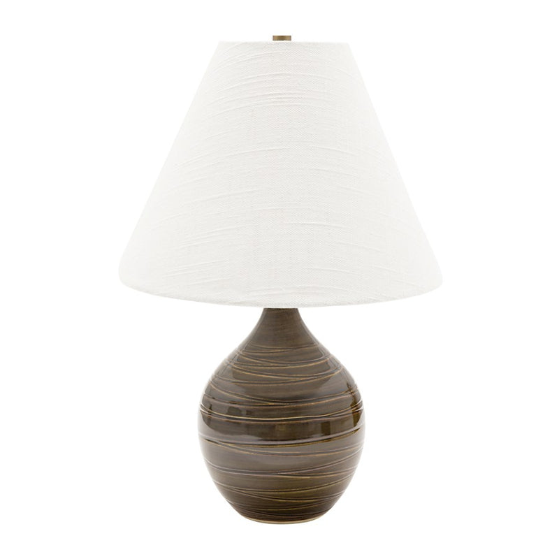 House of Troy Scatchard Table Lamp, Scored Brown Gloss