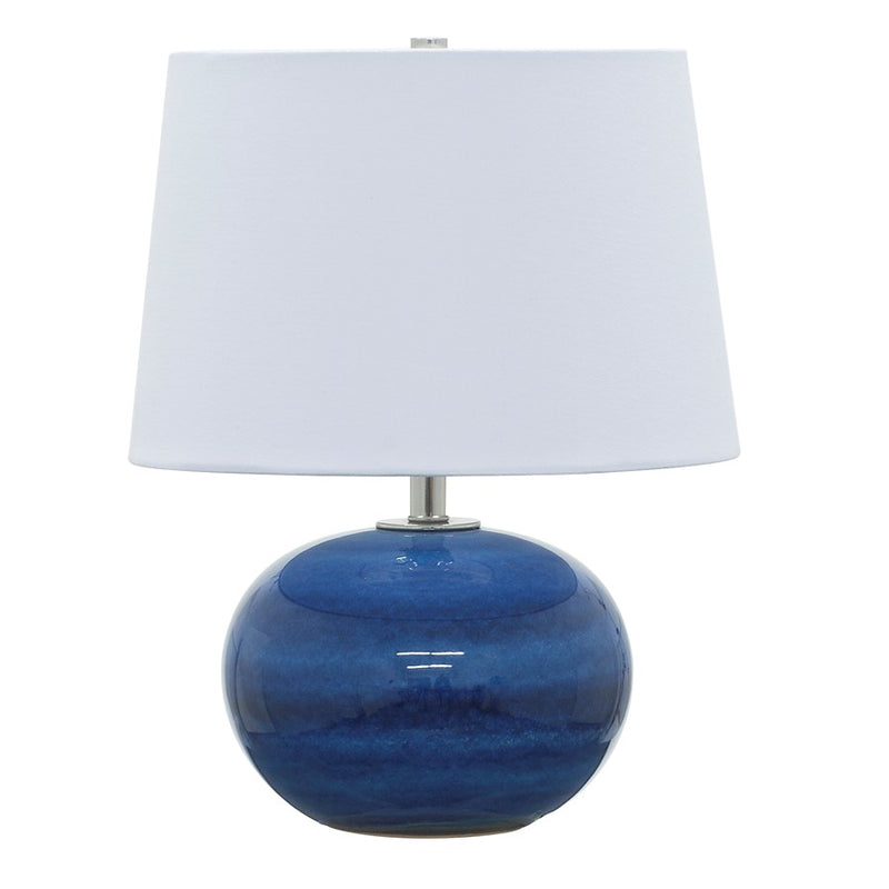 House of Troy Scatchard 17" Blue Gloss Table Lamp, Blue Gloss