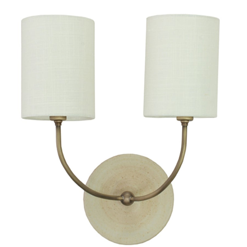 House of Troy Scatchard Double Wall Lamp in AB & Oatmeal, Oatmeal