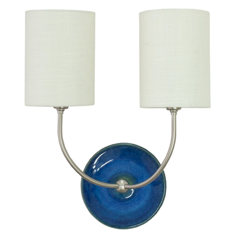 House of Troy Scatchard Double Wall Lamp in SN & Blue Gloss, Blue Gloss