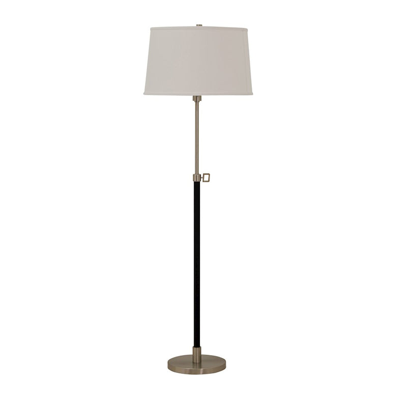 House of Troy Hardwick Adj Floor Lamp, Satin Nickel w/Black Leather