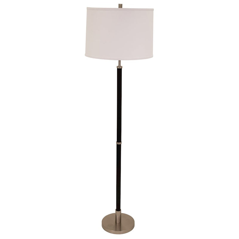House of Troy Hardwick Floor Lamp in Satin Nickel with Black Leather