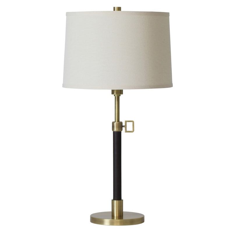 House of Troy Hardwick Adj Table Lamp, Antq Brass w/Brown Leather