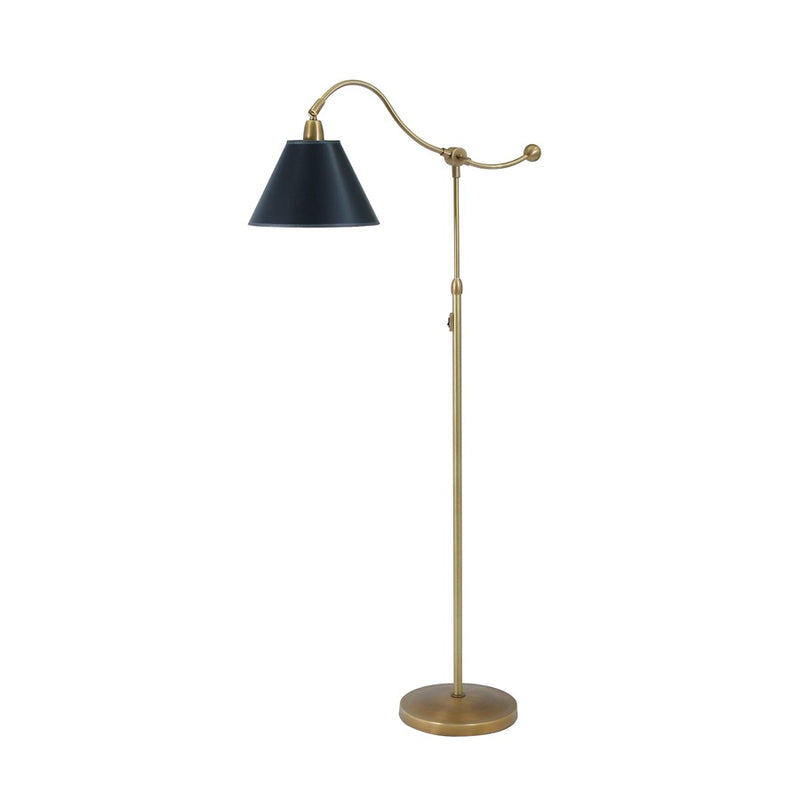House of Troy Hyde Park Floor Lamp Weathered Brass, Black Shade HP700-WB-BP